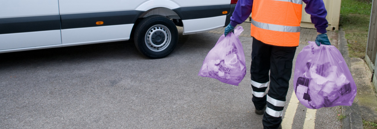 Simply Waste Solutions collecting purple waste bags