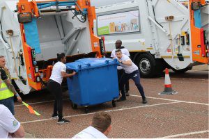 Simply Waste Solutions competing in National Refuse Championships. Working hard to push the bin