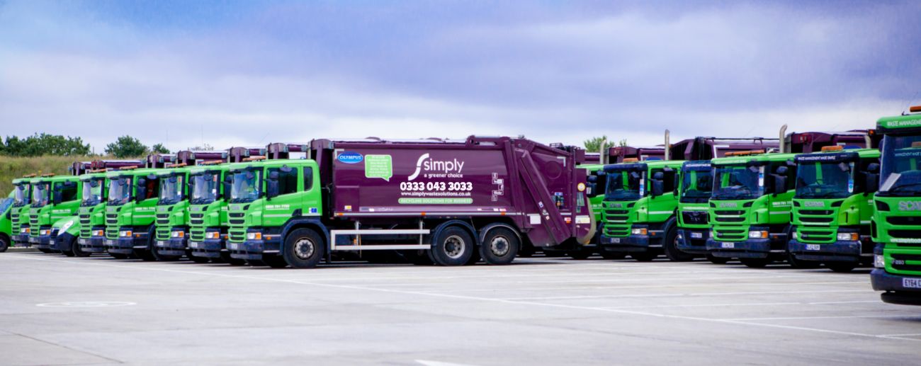 Simply Waste Solutions trucks lined up at Stanwell depot