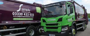 Simply Waste Solutions trade waste trucks at Stanwell depot