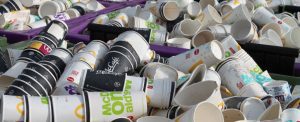 Paper and plastic cups collected by Simply Waste Solutions before being recycled through the Simply Cups UK scheme