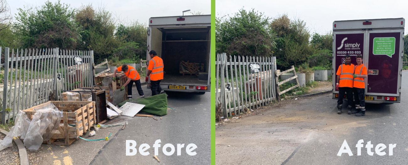 Simply Waste Solutions collecting fly tipped waste to help keep the local community clean and tidy