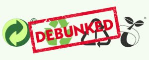 Debunking recycling myths large image with common recycling symbols on