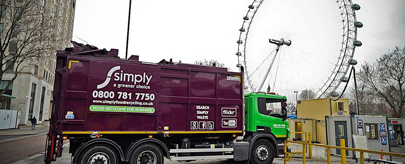Simply Waste Solutions truck next to London Eye