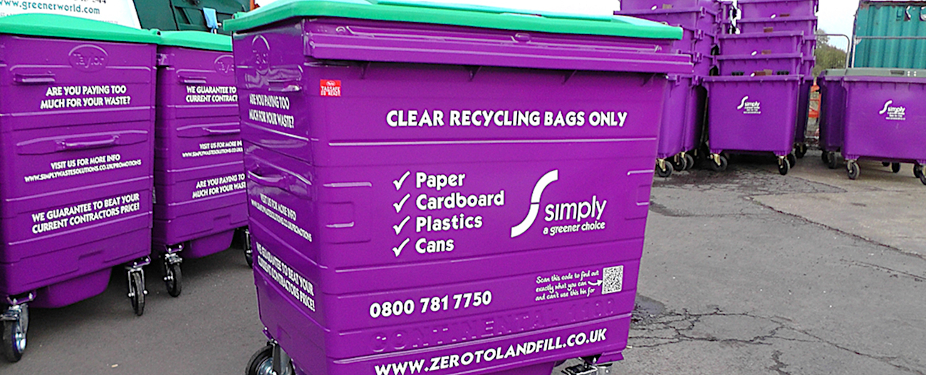 Simply Waste Solutions purple 1100 litre wheelie bin