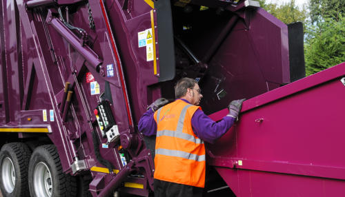 Rear End Loader (REL) collecting waste created by larger businesses